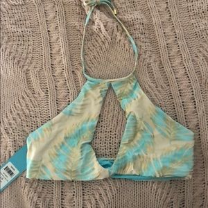 beach bunny aqua palm keyhole halter top